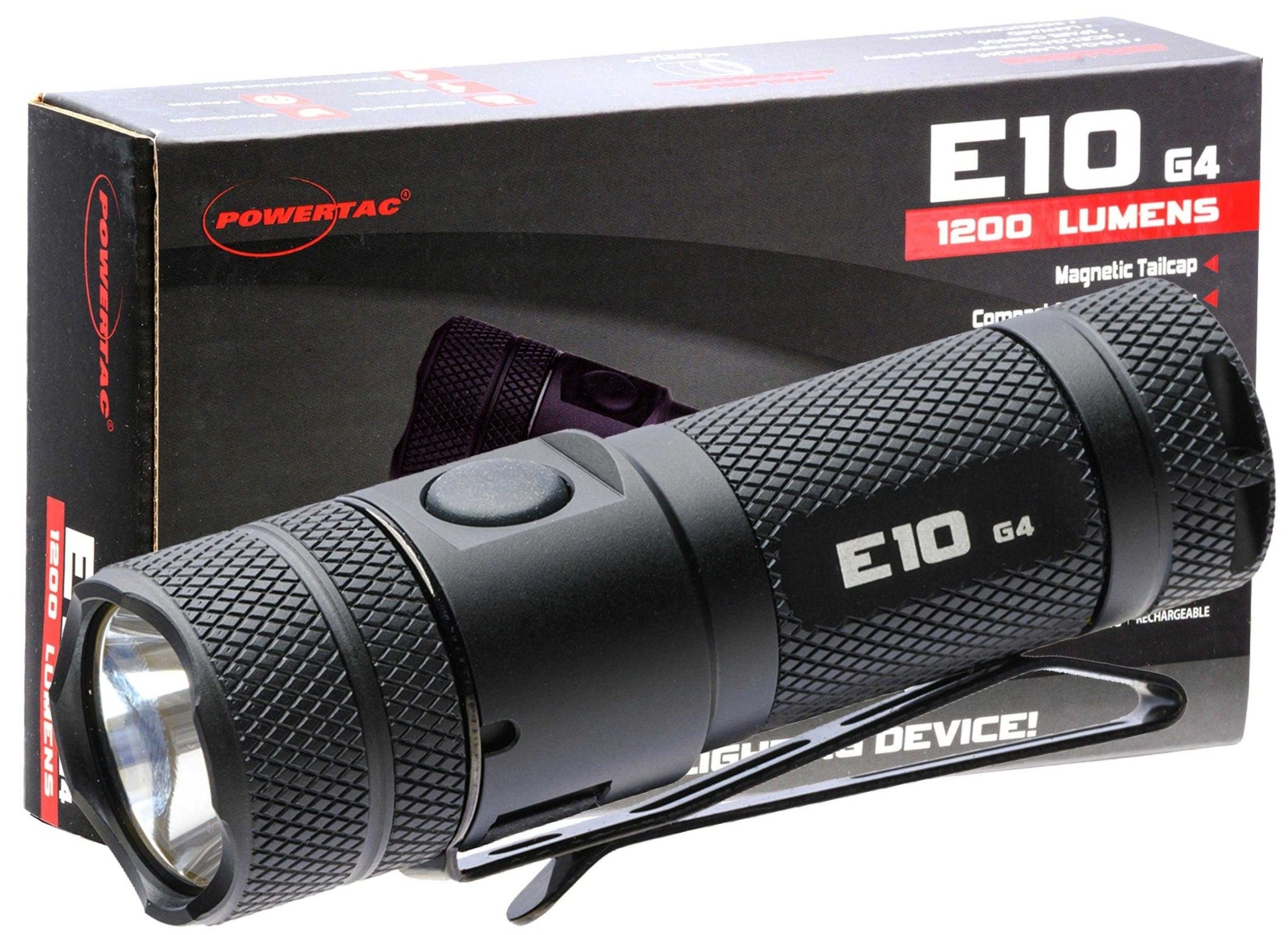 Powertac - E10 - G4 1,200 Lumen Magnetic Tail Cap EDC Flashlight - Angler's Pro Tackle & Outdoors