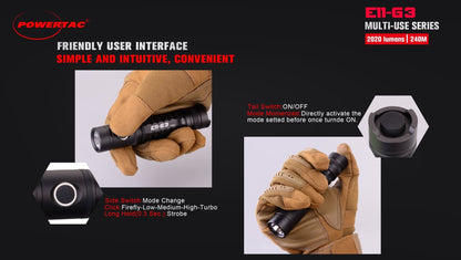 Powertac E11 - Gen3 2020 Lumen Rechargeable EDC Flashlight - New Product - Angler's Pro Tackle & Outdoors