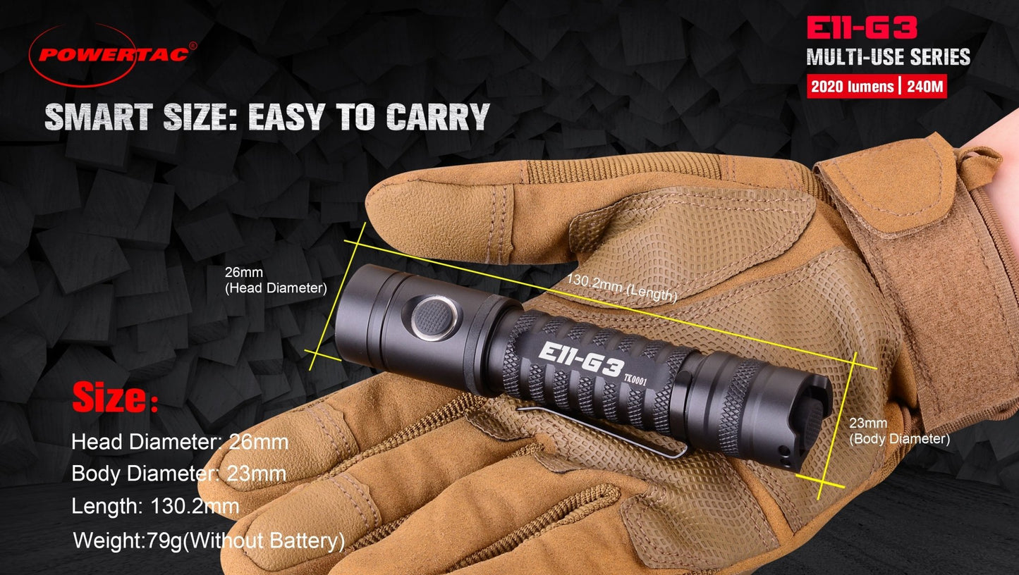 Powertac E11 - Gen3 2020 Lumen Rechargeable EDC Flashlight - New Product - Angler's Pro Tackle & Outdoors
