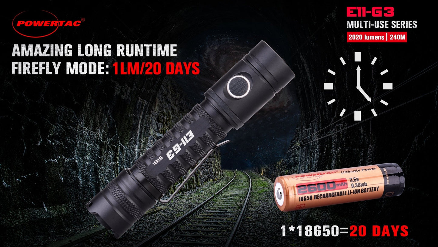 Powertac E11 - Gen3 2020 Lumen Rechargeable EDC Flashlight - New Product - Angler's Pro Tackle & Outdoors