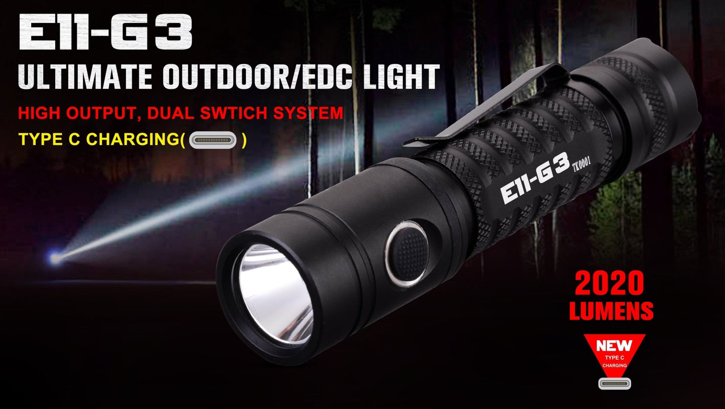 Powertac E11 - Gen3 2020 Lumen Rechargeable EDC Flashlight - New Product - Angler's Pro Tackle & Outdoors