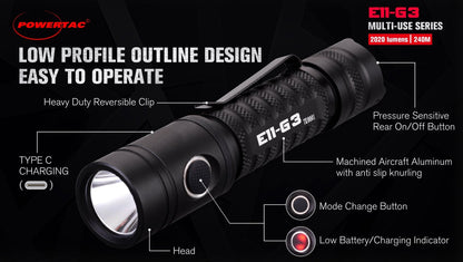 Powertac E11 - Gen3 2020 Lumen Rechargeable EDC Flashlight - New Product - Angler's Pro Tackle & Outdoors