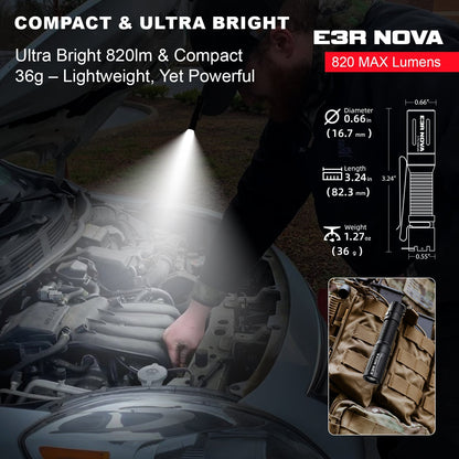 Powertac E3R Nova - 820 Lumen Rechargeable Flashlight - Angler's Pro Tackle & Outdoors