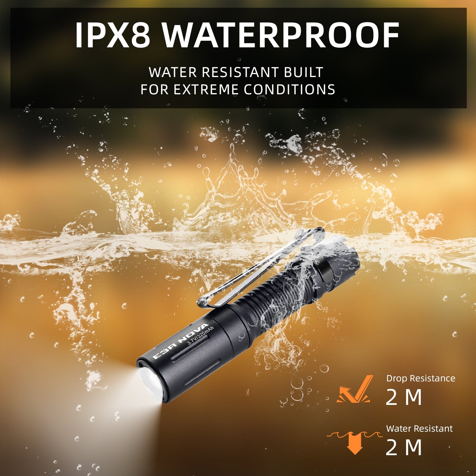 Powertac E3R Nova - 820 Lumen Rechargeable Flashlight - Angler's Pro Tackle & Outdoors