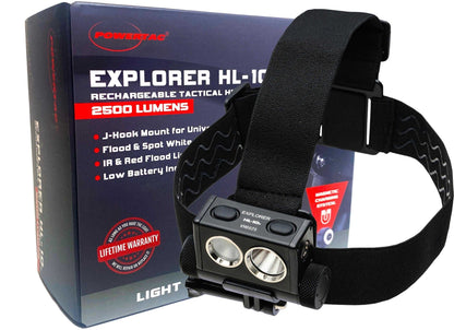 Powertac - Explorer HL - 10 - 2,500 Lumen White/Red/IR Headlamp - Angler's Pro Tackle & Outdoors