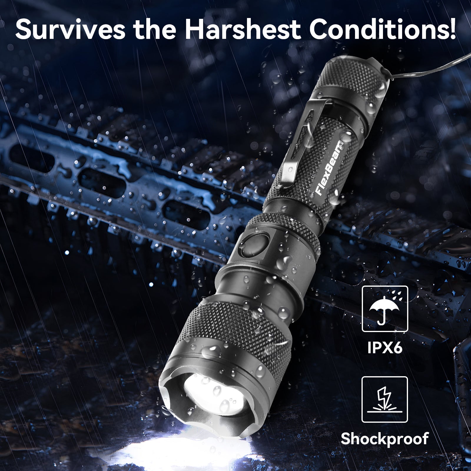 Powertac FlexBeam - 1200 Lumen Adjustable Beam Rechargeable Flashlight - Angler's Pro Tackle & Outdoors