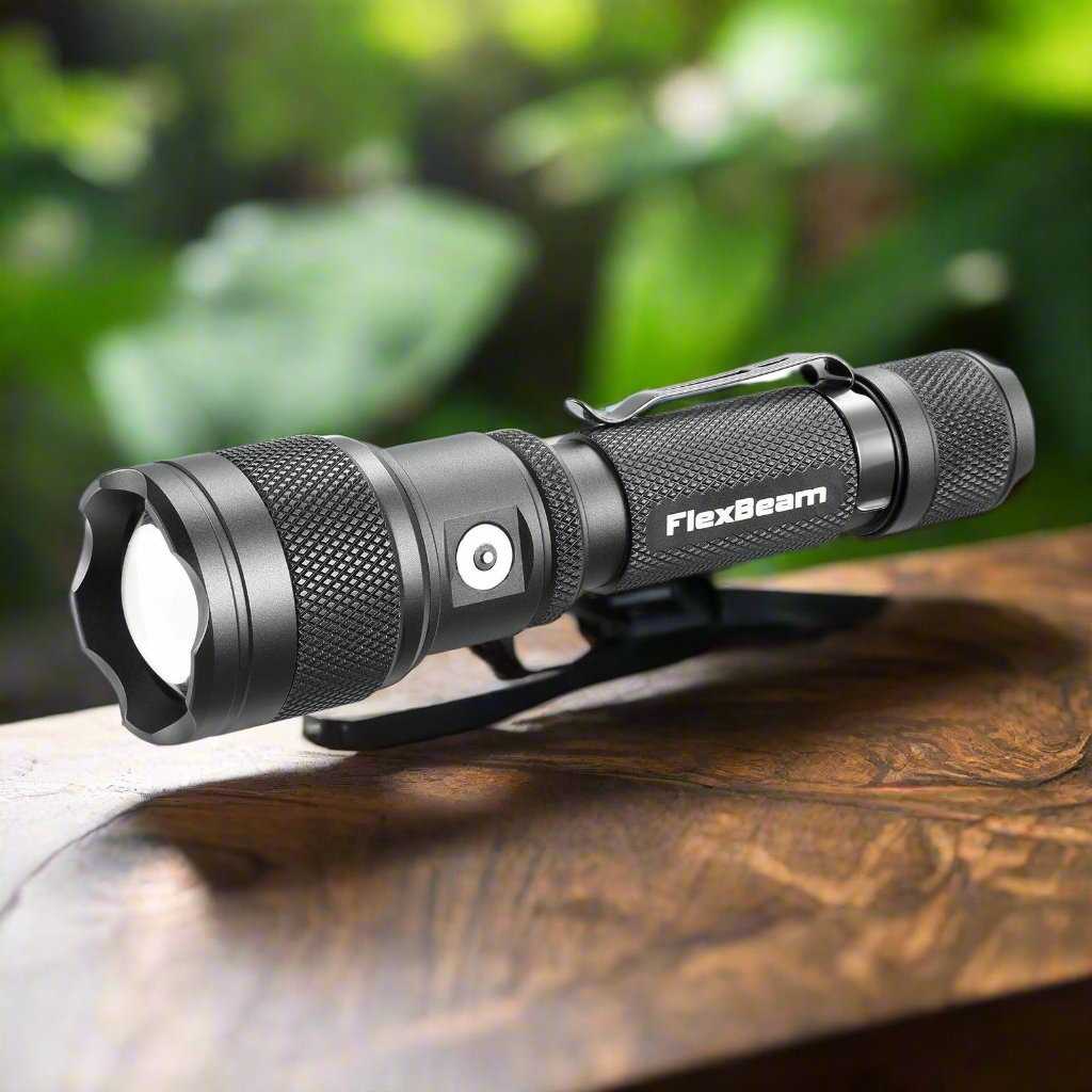 Powertac FlexBeam - 1200 Lumen Adjustable Beam Rechargeable Flashlight - Angler's Pro Tackle & Outdoors