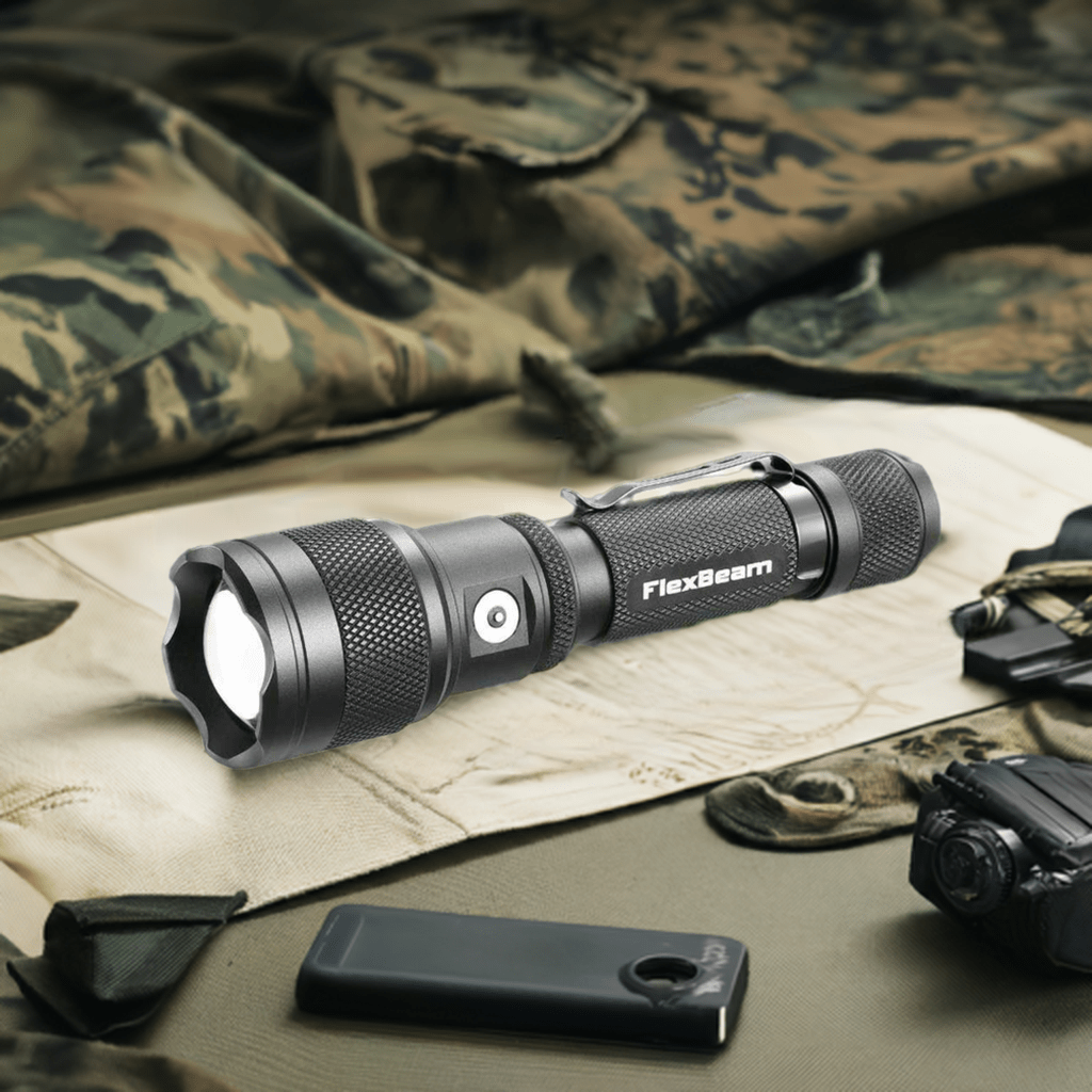Powertac FlexBeam - 1200 Lumen Adjustable Beam Rechargeable Flashlight - Angler's Pro Tackle & Outdoors