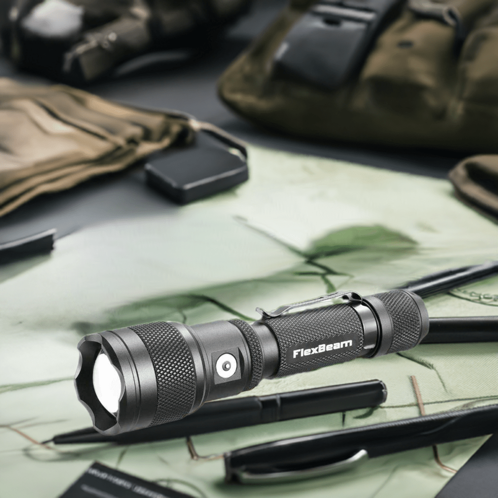 Powertac FlexBeam - 1200 Lumen Adjustable Beam Rechargeable Flashlight - Angler's Pro Tackle & Outdoors