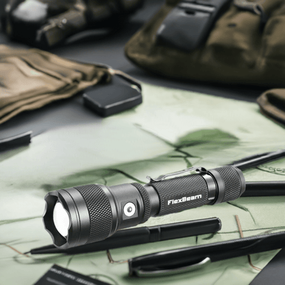 Powertac FlexBeam - 1200 Lumen Adjustable Beam Rechargeable Flashlight - Angler's Pro Tackle & Outdoors