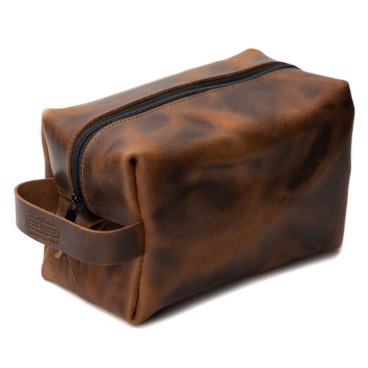 Main Street Forge - Leather Toiletry Bag for Men | Dopp Kit / Travel Pack