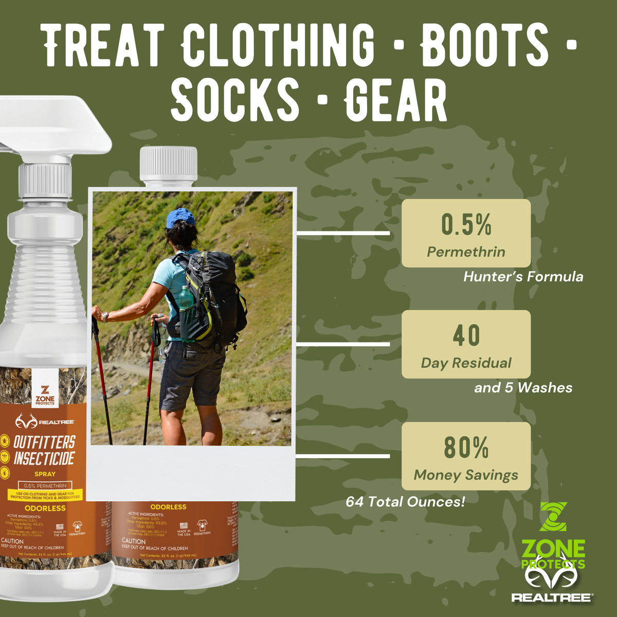 Zone Protects Realtree Outfitter's Permethrin Spray, 32oz