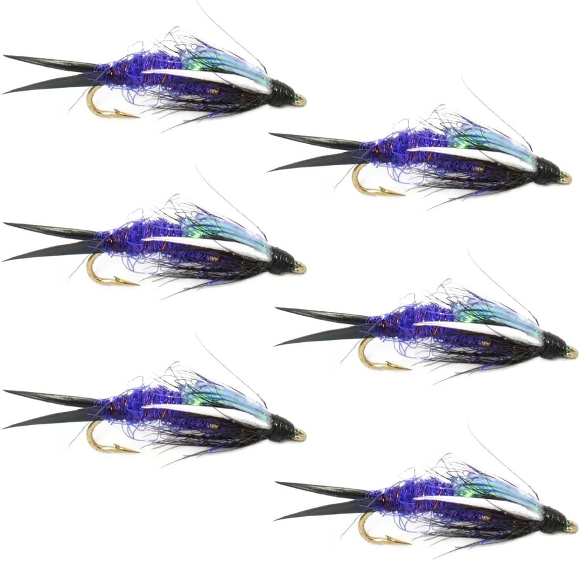 The Fly Fishing Place Double Bead Purple Psycho Prince Nymph Fly - 6 Flies Size 10