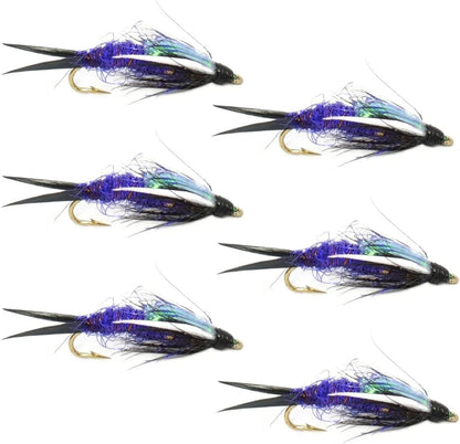 The Fly Fishing Place Double Bead Purple Psycho Prince Nymph Fly - 6 Flies Size 10