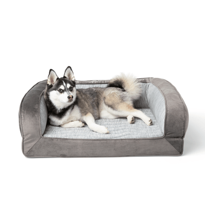 PupChill™ Cooling Bolster Dog Bed + Waterproof Blanket Bundle - Arctic Grey - Angler's Pro Tackle & Outdoors