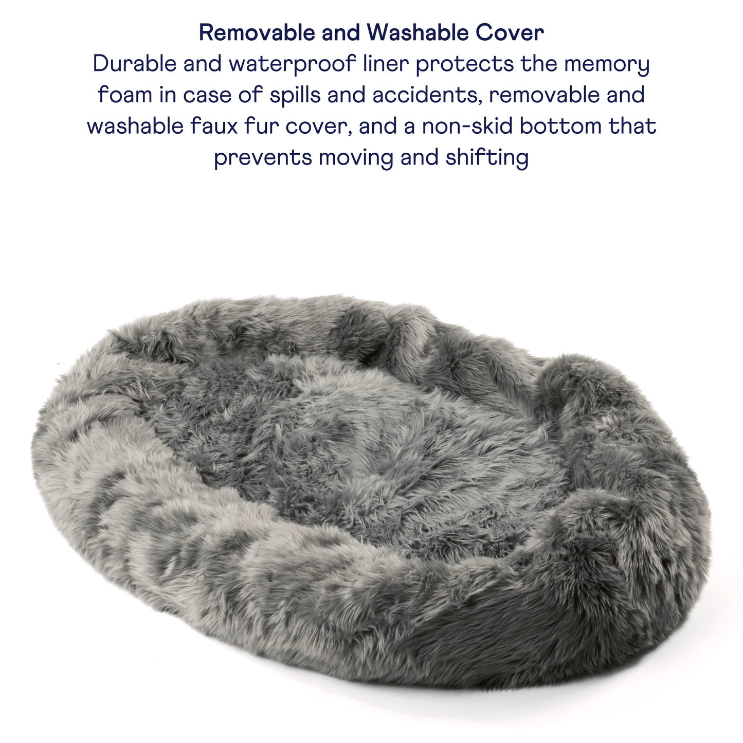 PupCloud™ Human - Size Faux Fur Memory Foam Dog Bed - Charcoal Grey - Angler's Pro Tackle & Outdoors