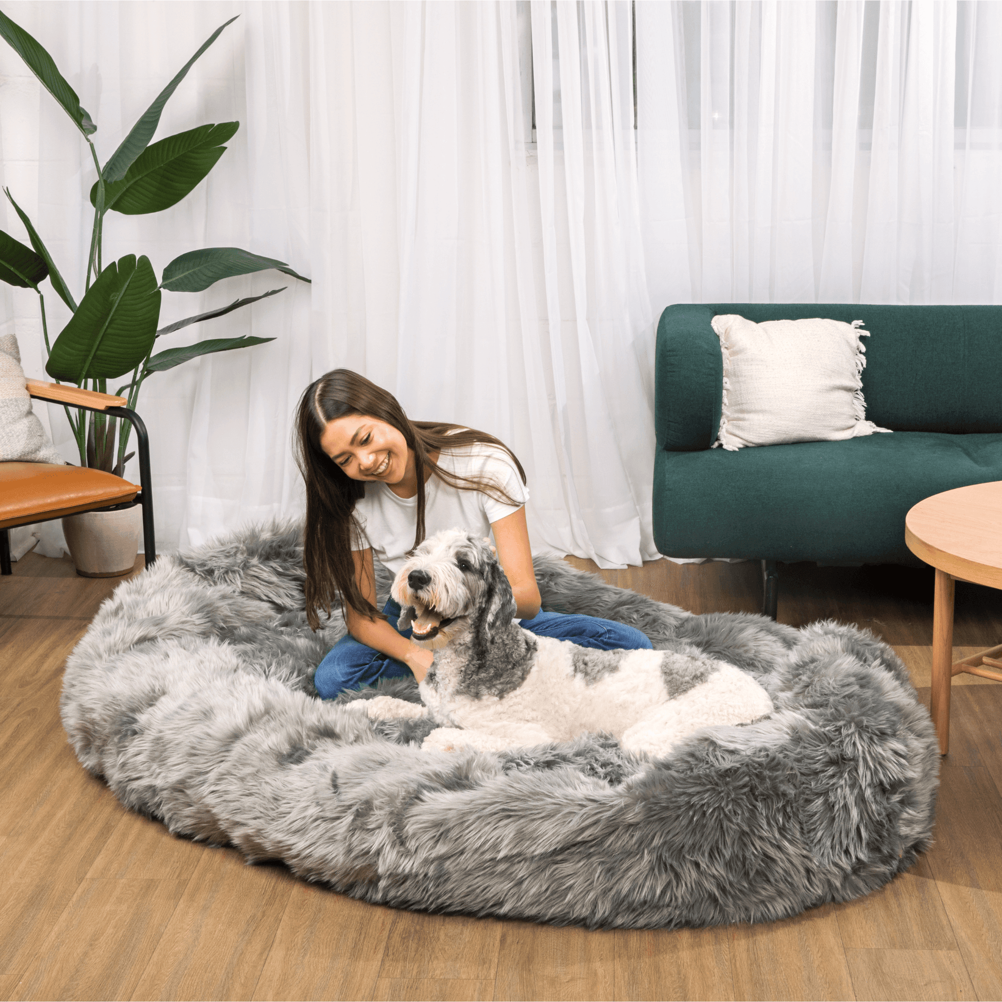 PupCloud™ Human - Size Faux Fur Memory Foam Dog Bed - Charcoal Grey - Angler's Pro Tackle & Outdoors