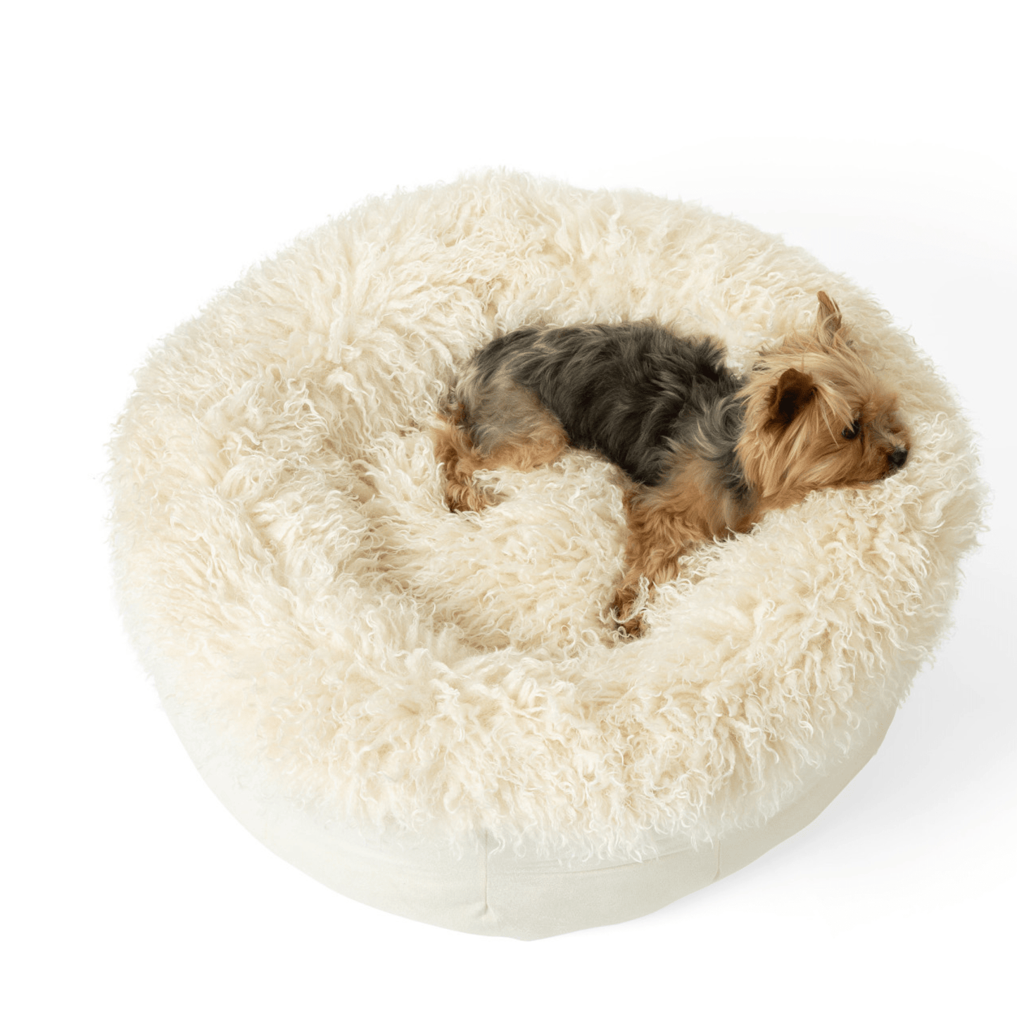 PupPouf™ Luxe Faux Fur Donut Dog Bed - Plush Sheep Ivory - Angler's Pro Tackle & Outdoors