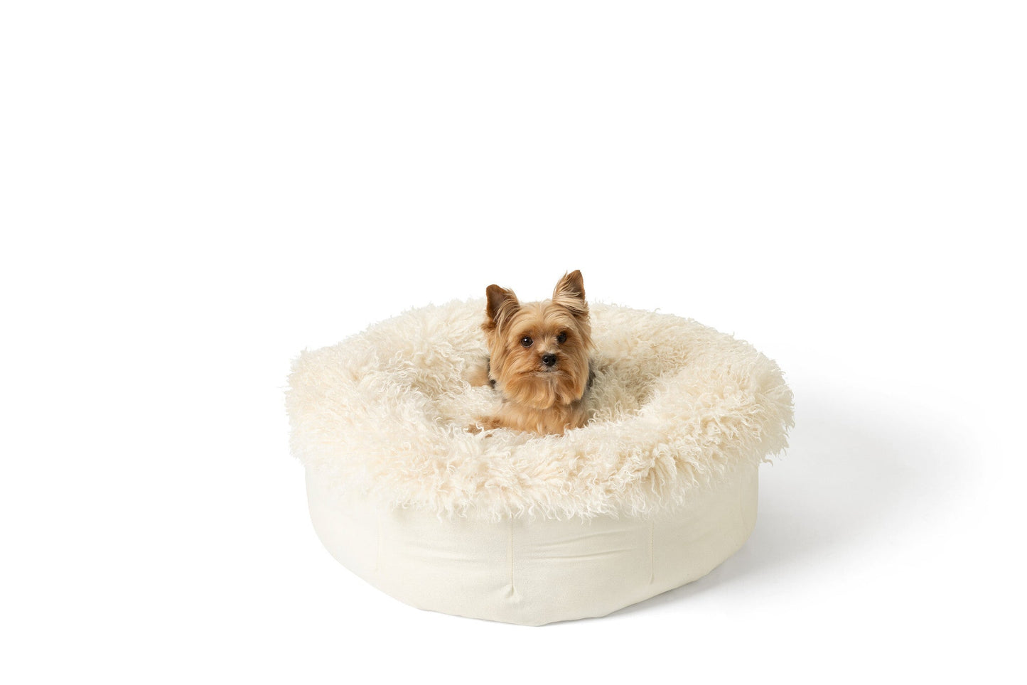 PupPouf™ Luxe Faux Fur Donut Dog Bed - Plush Sheep Ivory - Angler's Pro Tackle & Outdoors