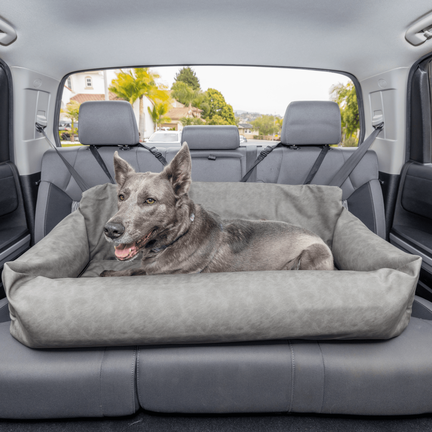 PupProtector™ Faux Leather Memory Foam Dog Car Bed - Slate Gray - Angler's Pro Tackle & Outdoors