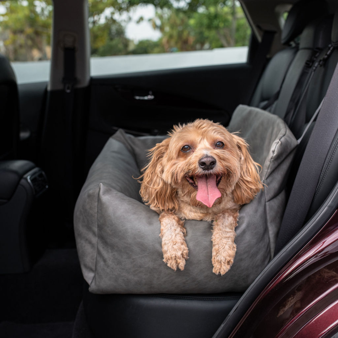 PupProtector™ Faux Leather Memory Foam Dog Car Bed - Slate Gray - Angler's Pro Tackle & Outdoors