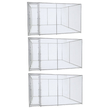Lucky Dog 10' x 10' Heavy Duty Outdoor Chain Link Dog Kennel w/ Door (3 Pack)