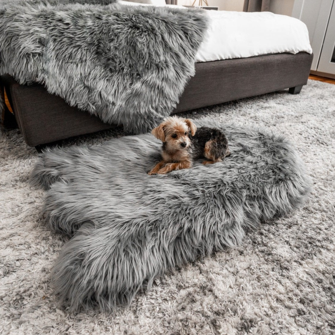 PupRug by Paw.com™ Faux Fur Orthopedic Dog Bed - Curve Charcoal Grey - Angler's Pro Tackle & Outdoors