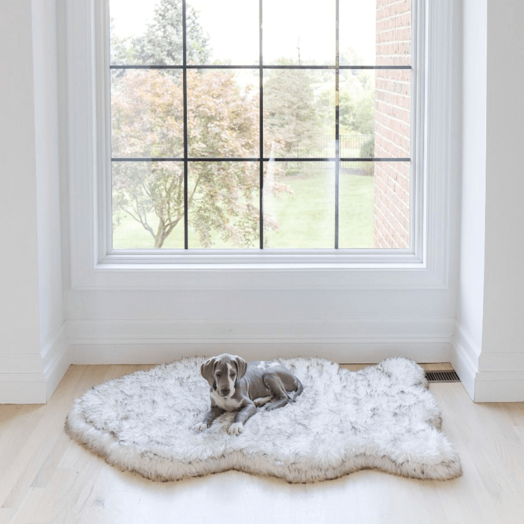 PupRug by Paw.com™ Faux Fur Orthopedic Dog Bed - Curve White with Brown Accents - Angler's Pro Tackle & Outdoors