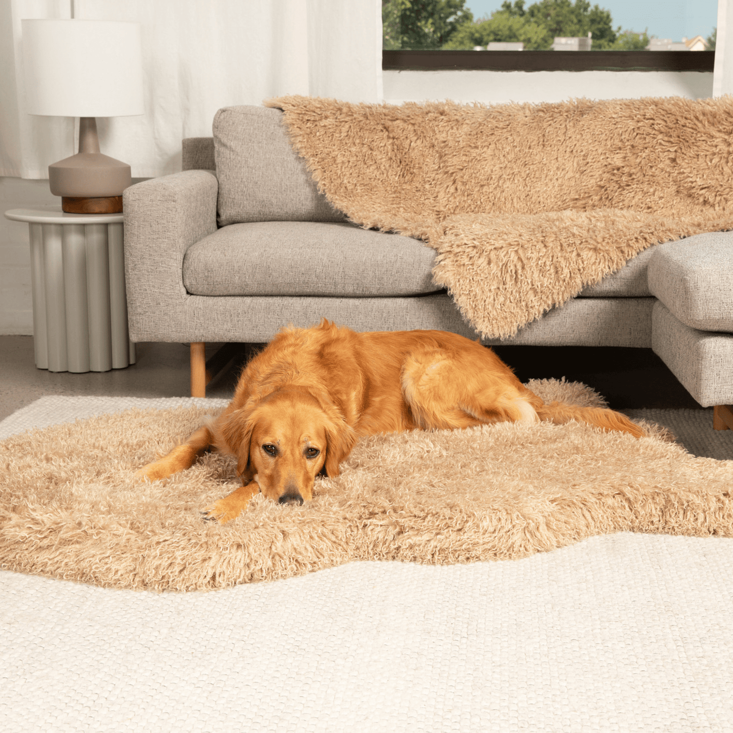 PupRug™ Luxe Faux Fur Orthopedic Dog Bed - Plush Sheep Tan - Angler's Pro Tackle & Outdoors