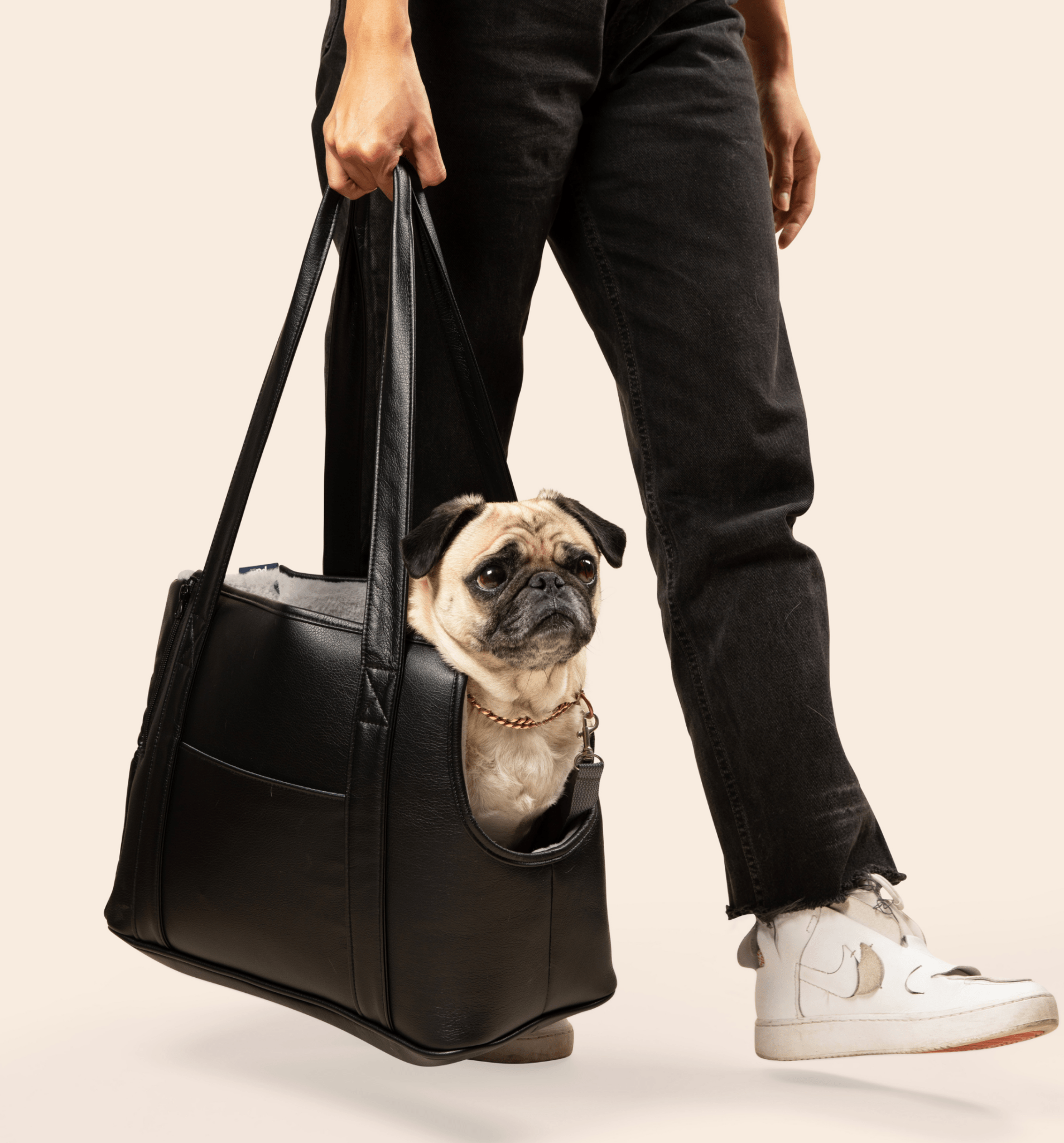 PupTote™ 3 - in - 1 Faux Leather Dog Carrier Bag - Black - Angler's Pro Tackle & Outdoors