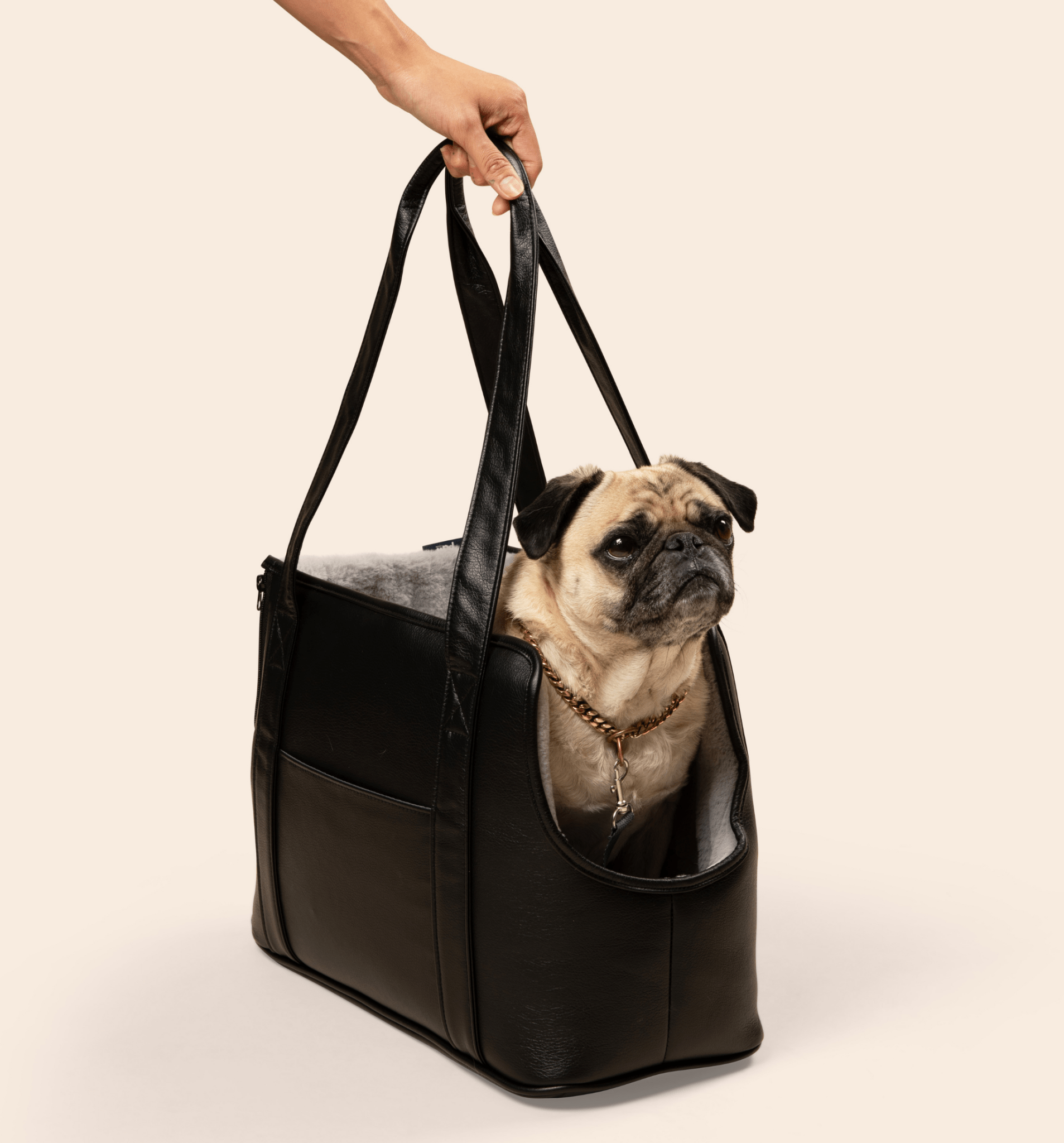 PupTote™ 3 - in - 1 Faux Leather Dog Carrier Bag - Black - Angler's Pro Tackle & Outdoors