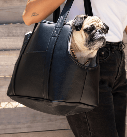 PupTote™ 3 - in - 1 Faux Leather Dog Carrier Bag - Black - Angler's Pro Tackle & Outdoors