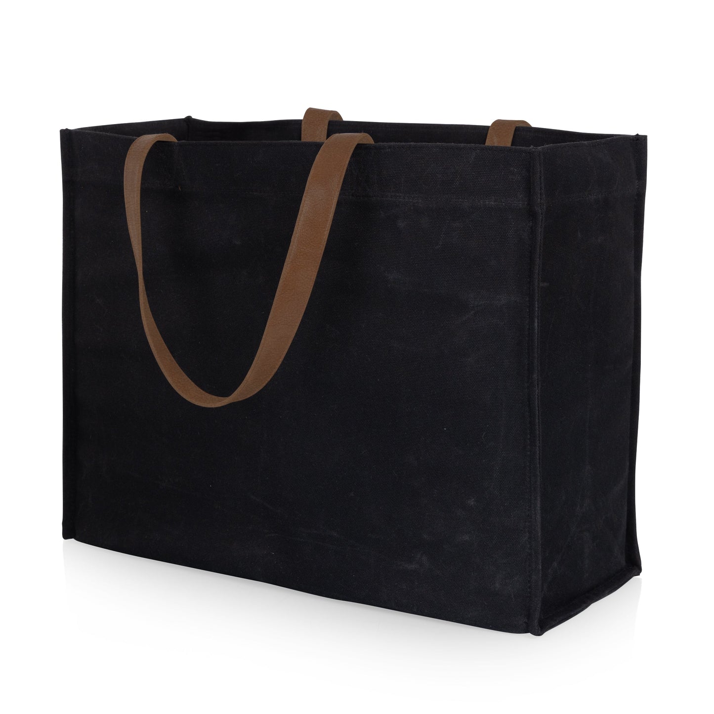 Picnic Time Market Waxed Canvas Tote with Leatherette Handles