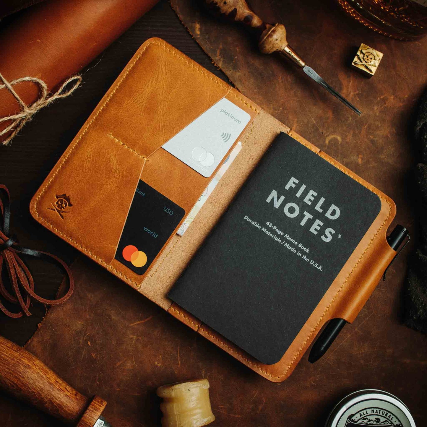 Pirate Goods Passport Travel Wallet - Quartermaster v2 | Leather Velcro Organizer | Field Notes Holder