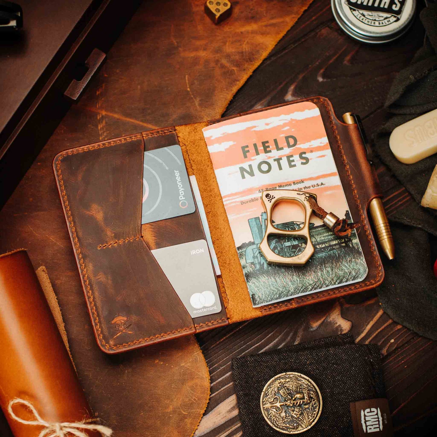 Pirate Goods Passport Travel Wallet - Quartermaster v2 | Leather Velcro Organizer | Field Notes Holder