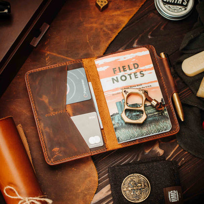 Pirate Goods Passport Travel Wallet - Quartermaster v2 | Leather Velcro Organizer | Field Notes Holder