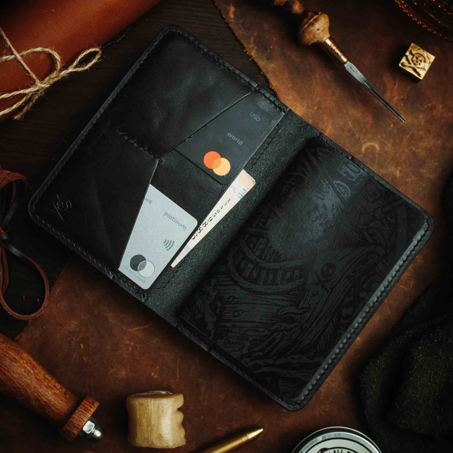 Pirate Goods Passport Travel Wallet - Quartermaster v2 | Leather Velcro Organizer | Field Notes Holder