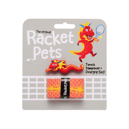 Racket Pets Dragon Red Tennis Overgrip Tape and Matching Shock Absorbing Dampener for Tennis Racket - Angler's Pro Tackle & Outdoors