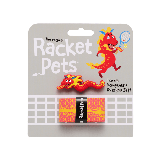 Racket Pets Dragon Red Tennis Overgrip Tape and Matching Shock Absorbing Dampener for Tennis Racket - Angler's Pro Tackle & Outdoors