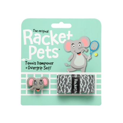Racket Pets Elephant Gray Tennis Overgrip Tape and Matching Shock Absorbing Dampener for Tennis Racket - Angler's Pro Tackle & Outdoors