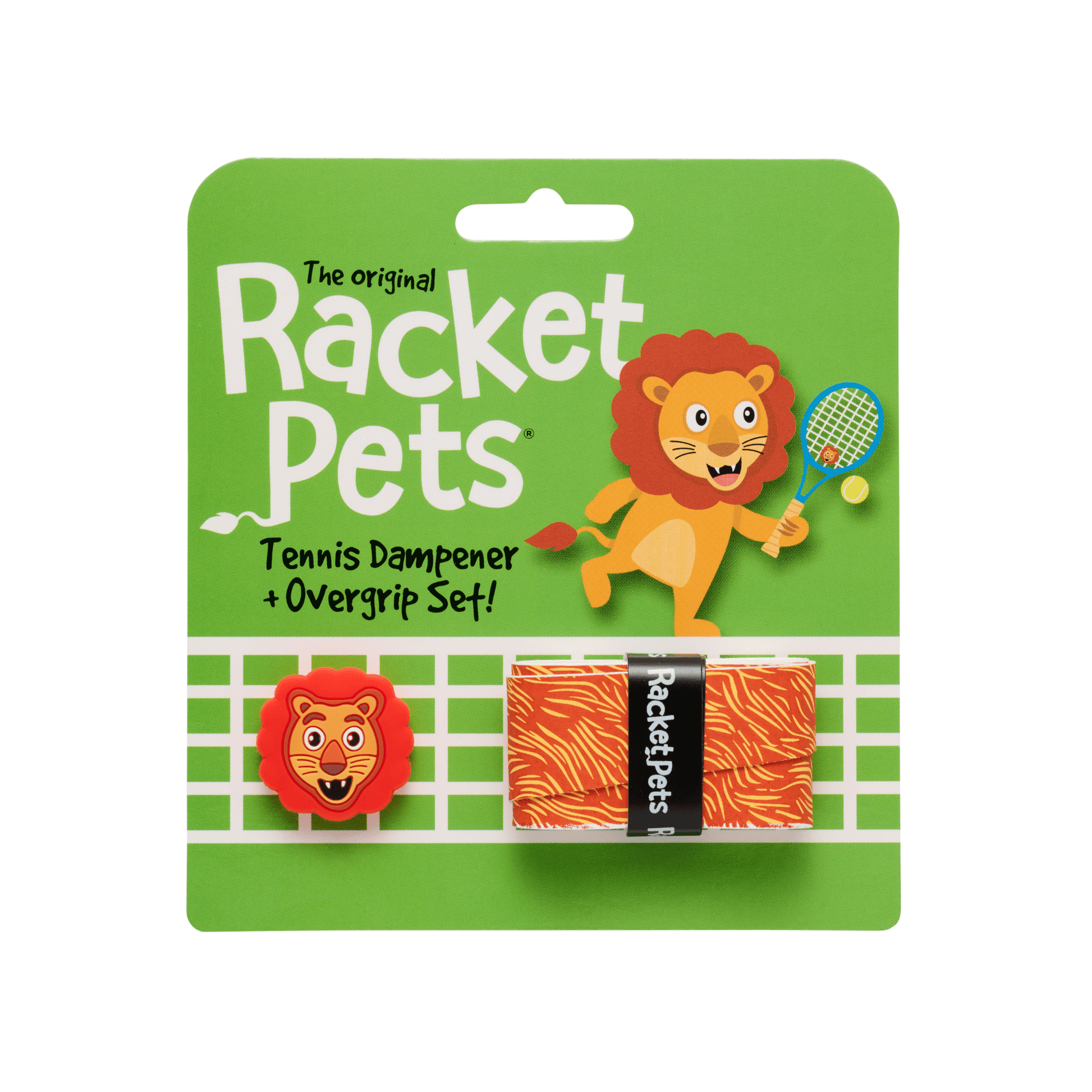 Racket Pets Lion Orange Tennis Overgrip Tape and Matching Shock Absorbing Dampener for Tennis Racket - Angler's Pro Tackle & Outdoors