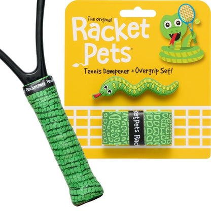 Racket Pets Snake Green Tennis Overgrip Tape and Matching Shock Absorbing Dampener for Tennis Racket - Angler's Pro Tackle & Outdoors