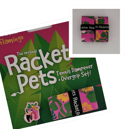 Racket Pets VALUE PACK - A Pink Flamingo Racket Pet Tennis Dampener and Pink Overgrip Tape with a (Pack of 2) Replacement Overgrip Tape - Angler's Pro Tackle & Outdoors