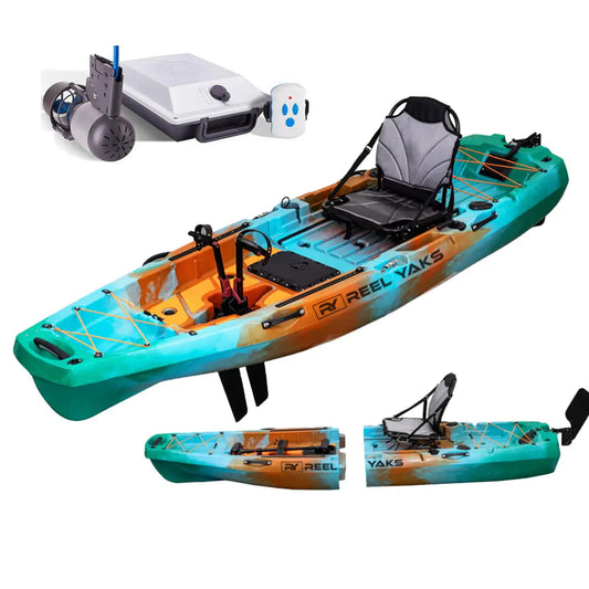 ReelYaks 10ft Radar Modular Pedal Drive Fishing Kayak with Bixpy Trolling motor bundle