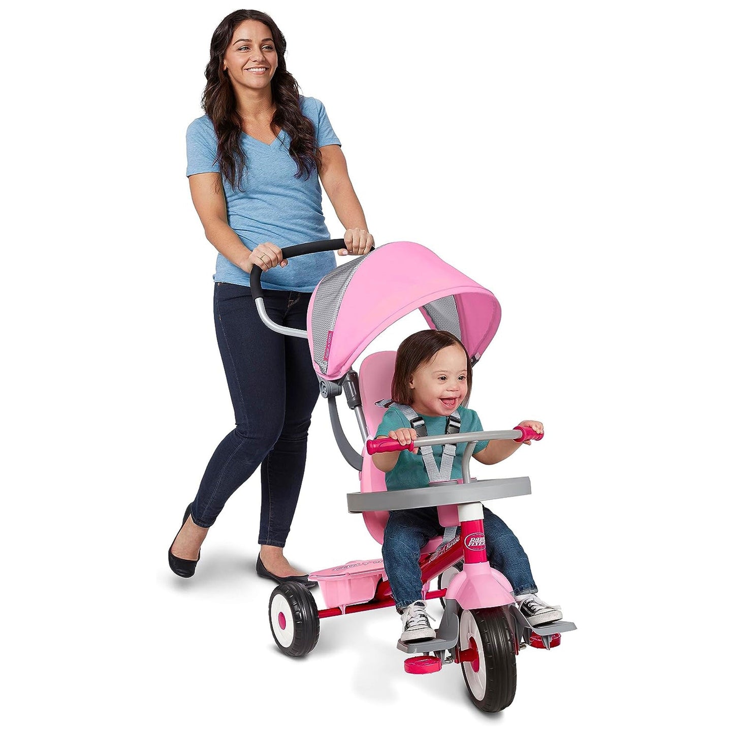 Radio Flyer 4 in 1 Stroll N Trike Infant Adjustable Stroller Tricycle, Pink - Angler's Pro Tackle & Outdoors