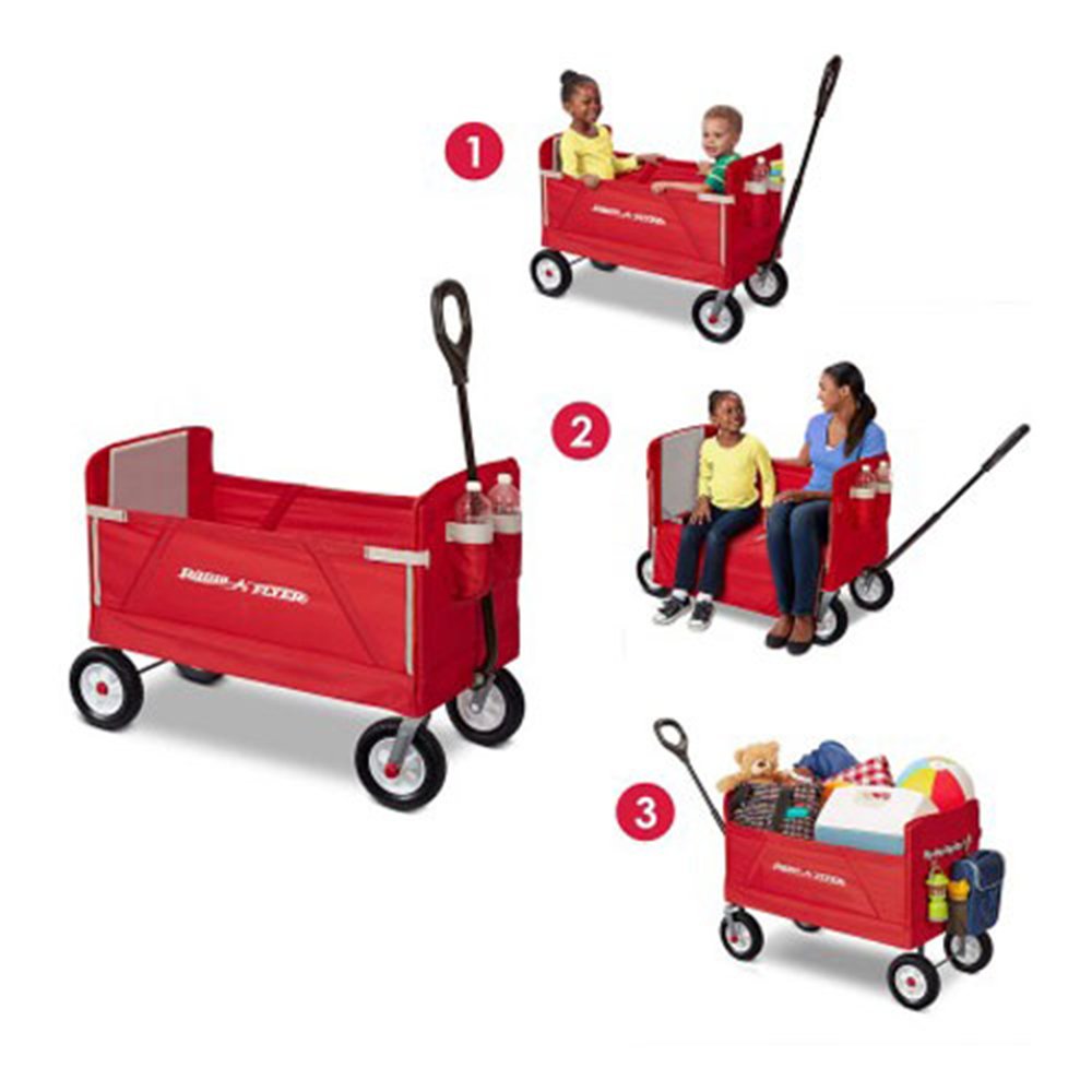 Radio Flyer All Terrain 3 - in - 1 Off Road EZ Fold Wagon for Kids and Cargo, Red - Angler's Pro Tackle & Outdoors