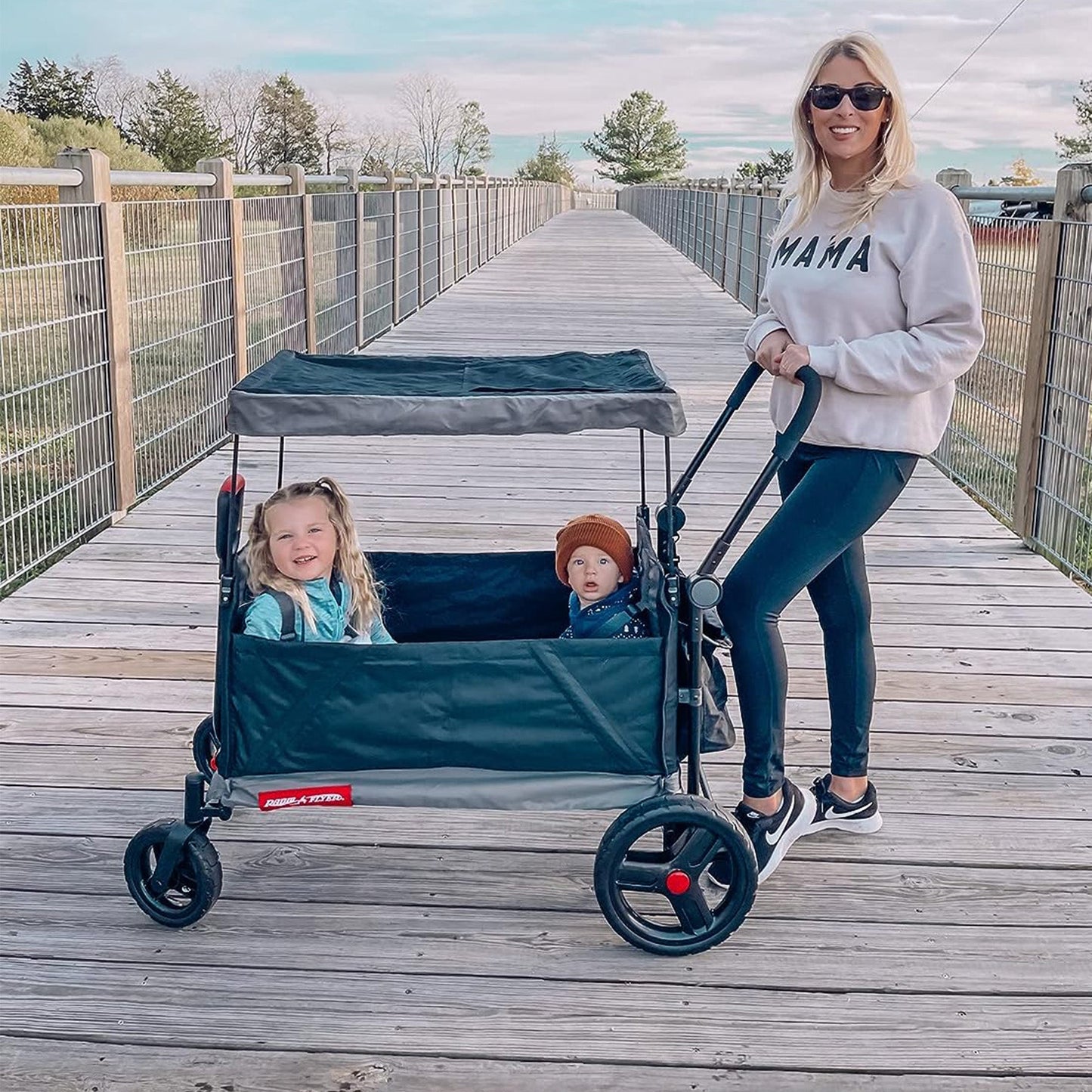 Radio Flyer Collapsible Trav’ler Stroll ‘N Wagon with Protective Cover, Black - Angler's Pro Tackle & Outdoors