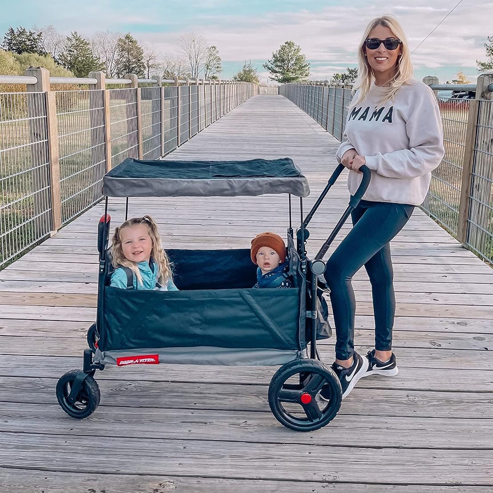 Radio Flyer Collapsible Trav’ler Stroll ‘N Wagon with Protective Cover, Black - Angler's Pro Tackle & Outdoors