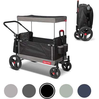 Radio Flyer Collapsible Trav’ler Stroll ‘N Wagon with Protective Cover, Black - Angler's Pro Tackle & Outdoors