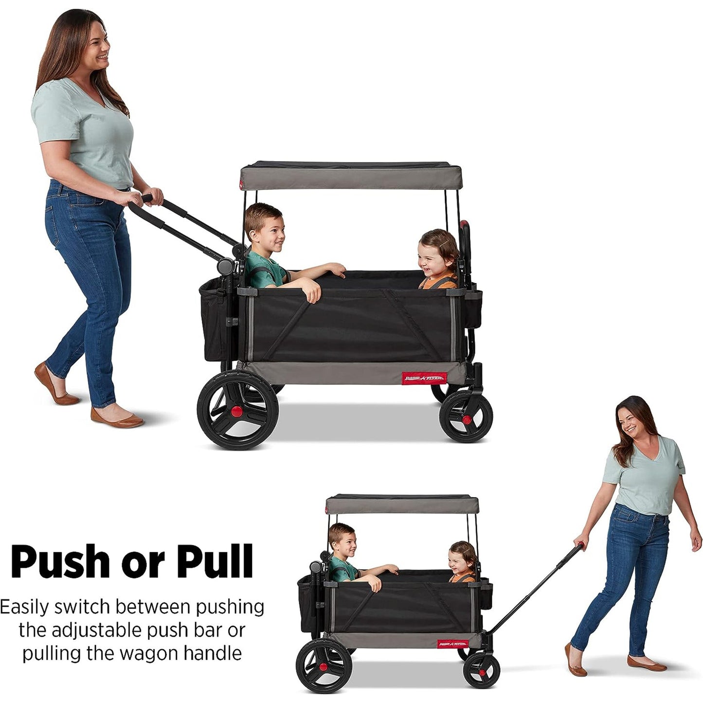 Radio Flyer Collapsible Trav’ler Stroll ‘N Wagon with Protective Cover, Black - Angler's Pro Tackle & Outdoors